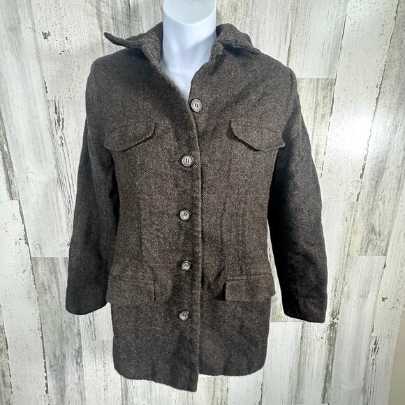 Breeches Vintage Wool Alpaca Blazer – Brown Herringbone Tweed –made in USA